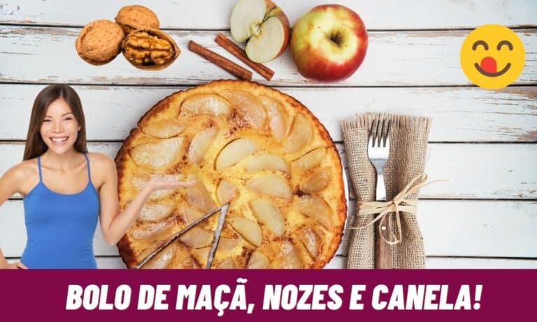 Bolo de maçã com nozes e canela