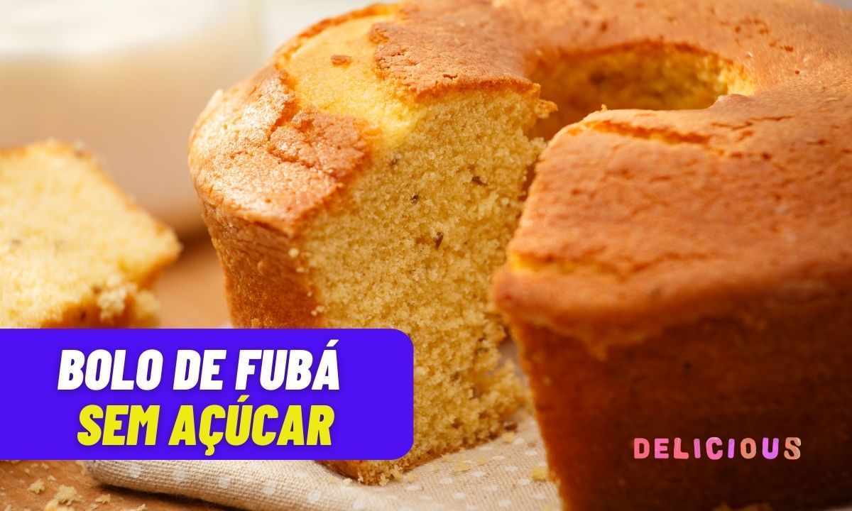 Bolo de Fubá sem açúcar: praticidade e sabor que beneficiam a saúde 1 Bolo de Fubá sem açúcar.