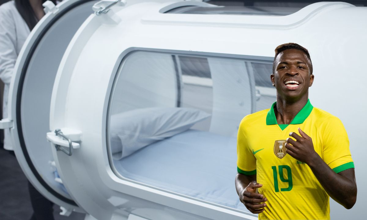 Para que serve uma câmara hiperbárica? Vini Jr usa o aparelho no preparo físico 1 Para que serve uma câmara hiperbárica? Vini Jr usa o aparelho no preparo físico
