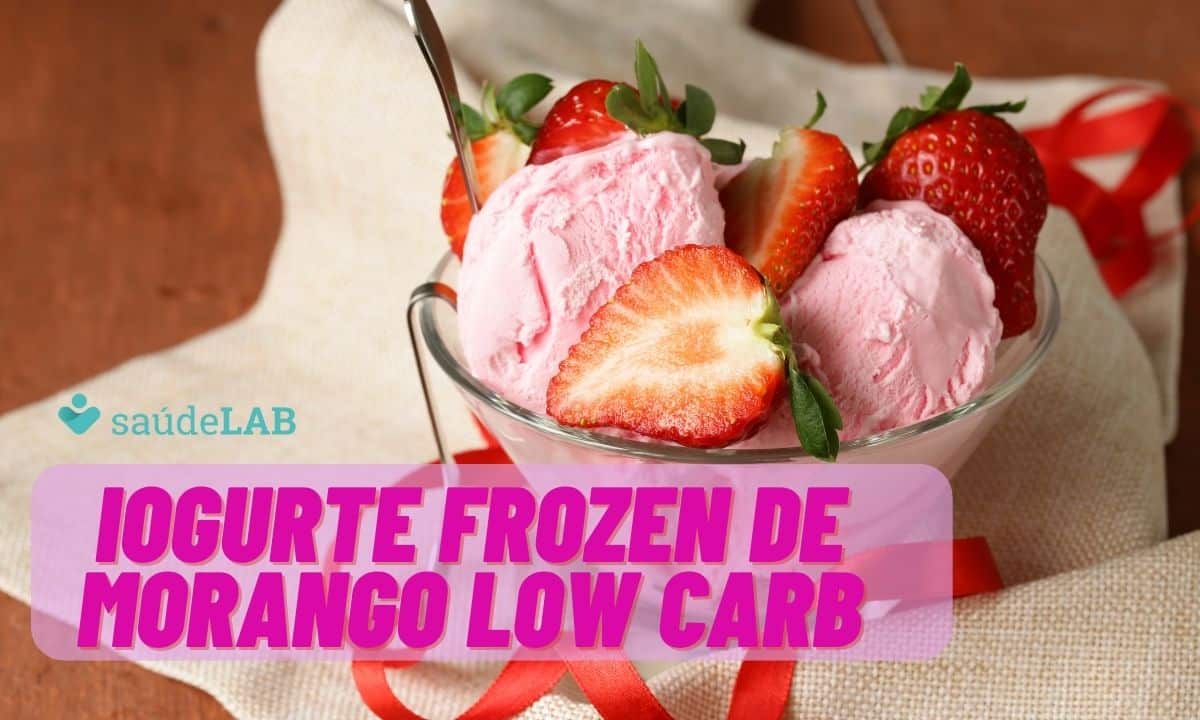 Iogurte Frozen de Morango Low Carb; receita saudável para o seu lanche 1 Iogurte frozen de morango low carb
