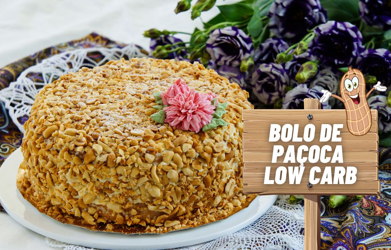 Bolo de Paçoca Low Carb: receita de preparo fácil (sem açúcar e sem trigo) 1 Bolo de Paçoca Low Carb.