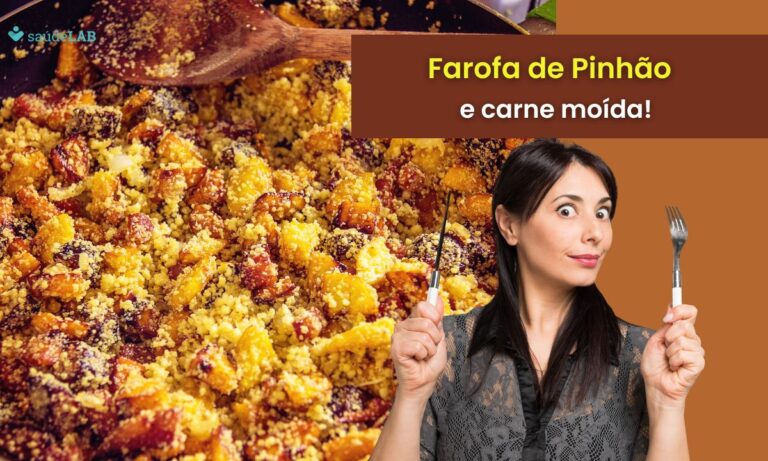 Farofa de pinhão com carne moída.