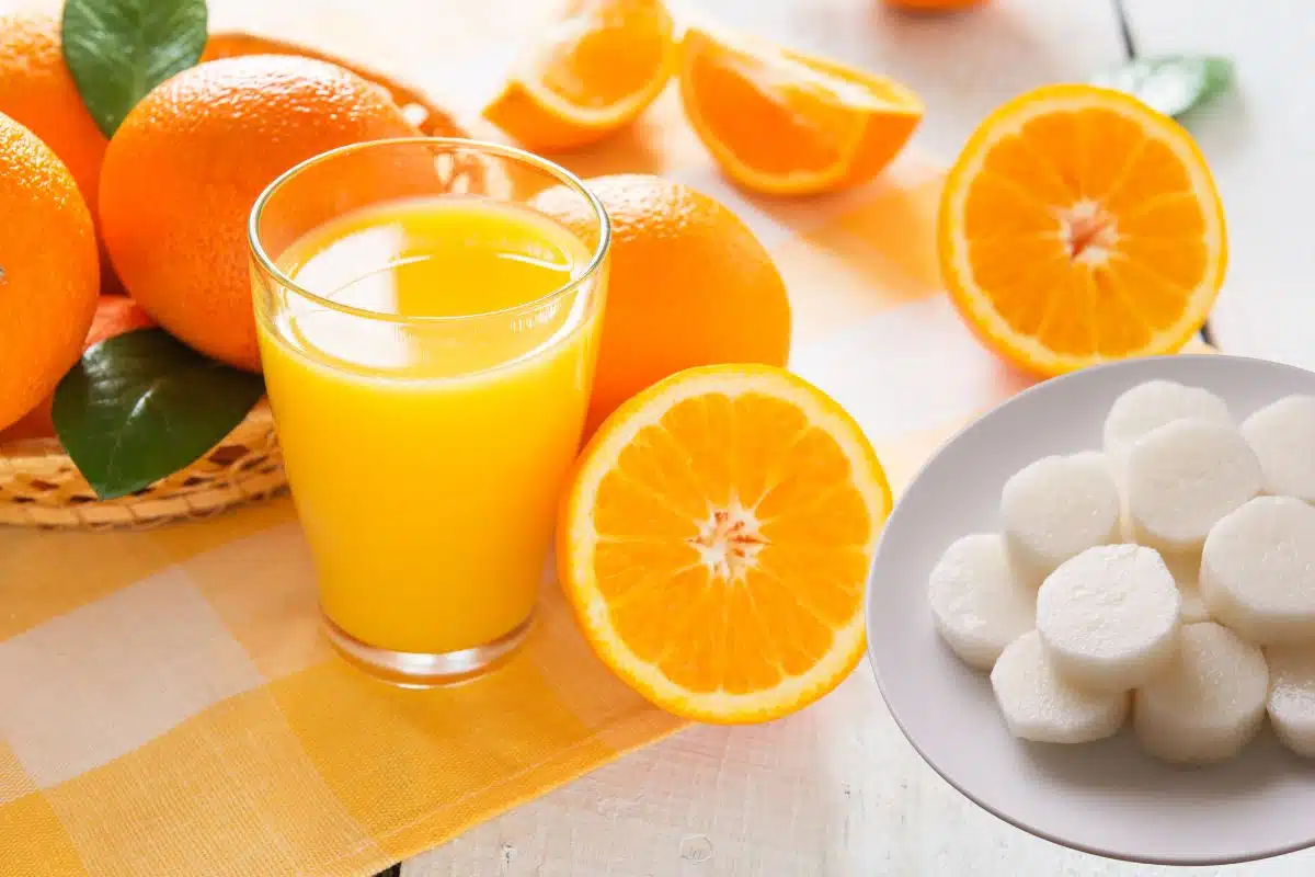 Suco de inhame com laranja.