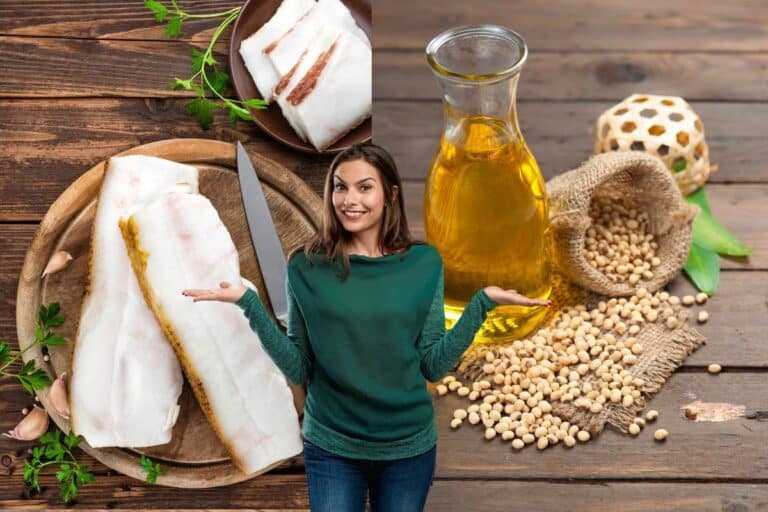 banha de porco ou óleo de soja.