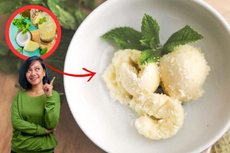 Sorvete de abacaxi com coco.