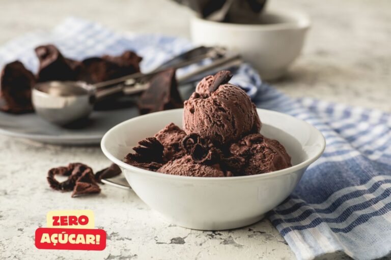 Sorvete de chocolate zero açúcar.