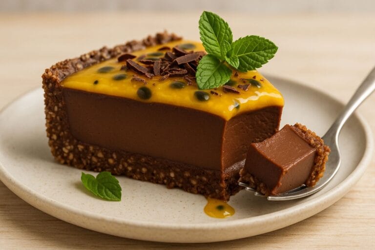 Torta de chocolate e maracujá.