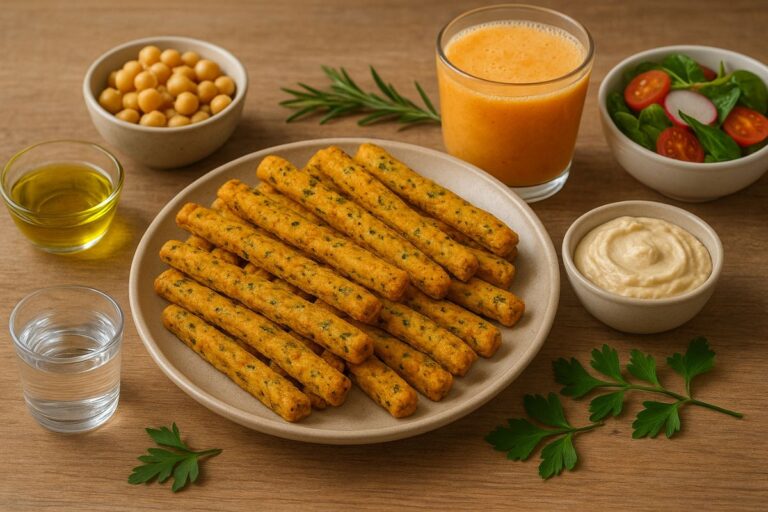 Palitinhos de grão-de-bico com ervas: o snack proteico crocante e saudável que vai te conquistar 4 Palitinhos de grão-de-bico com ervas.