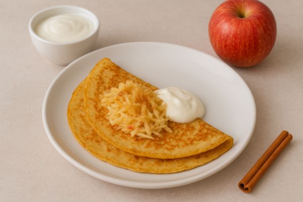 Crepioca de maçã e canela: o café da manhã saudável e cheio de sabor 2 crepioca de maçã e canela.