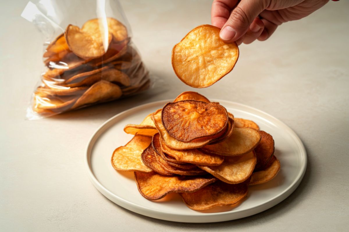 Chips de inhame assado com lemon pepper: simplesmente delicioso 1 chips de inhame assado com lemon pepper.
