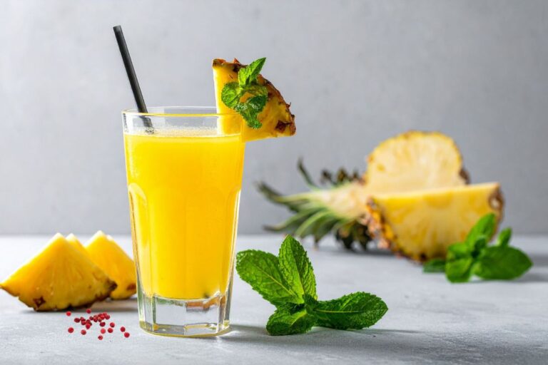 drink de abacaxi com pimenta-rosa.