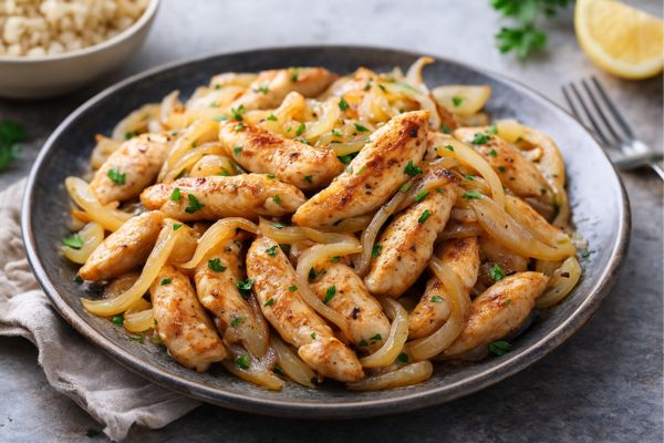 Isca de frango acebolada que surpreende no sabor e transforma sua refeição em minutos 2 Isca de frango acebolada.