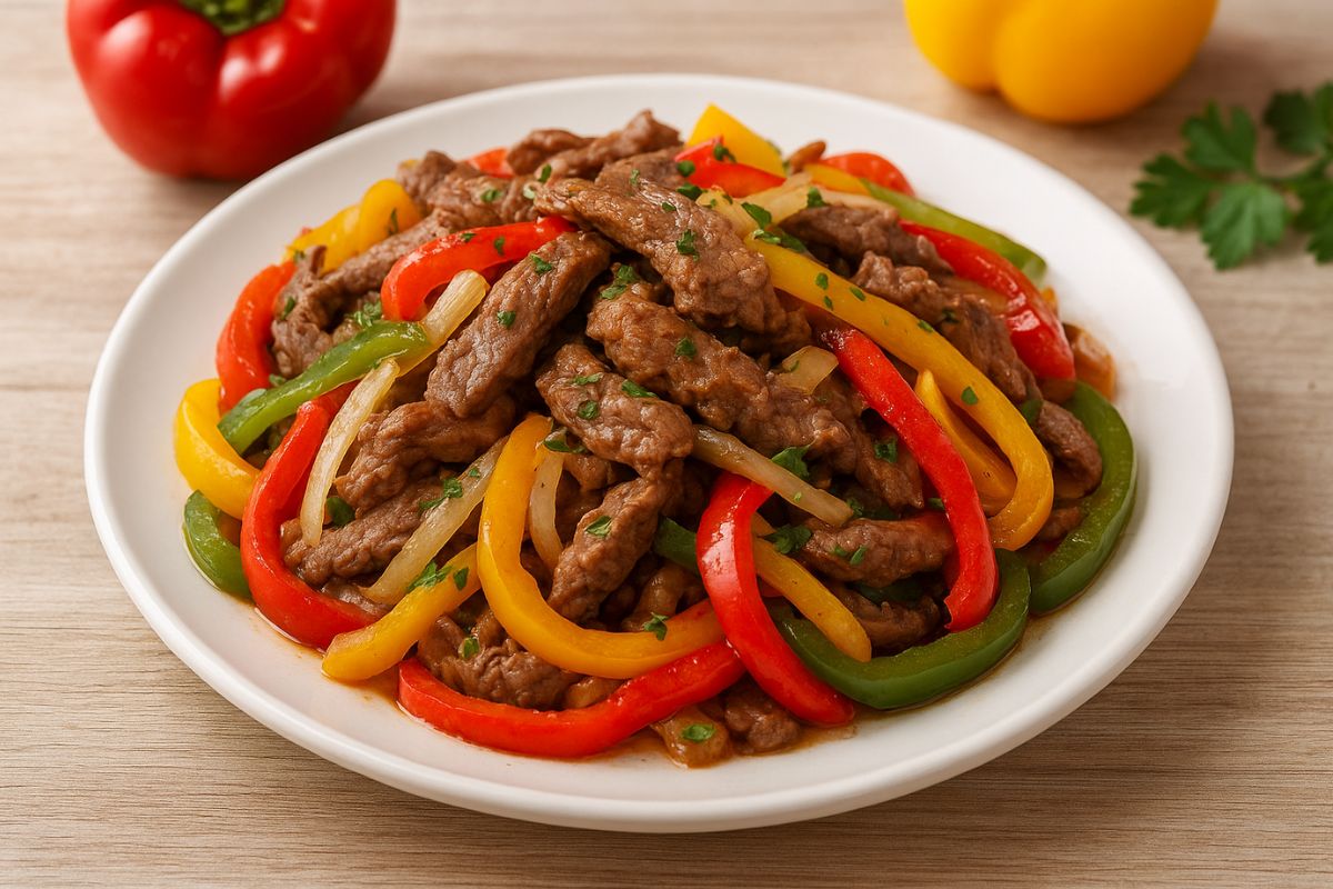 Iscas de carne com pimentões coloridos: o prato rápido, leve e irresistível que transforma qualquer refeição 1 iscas de carne com pimentões coloridos.