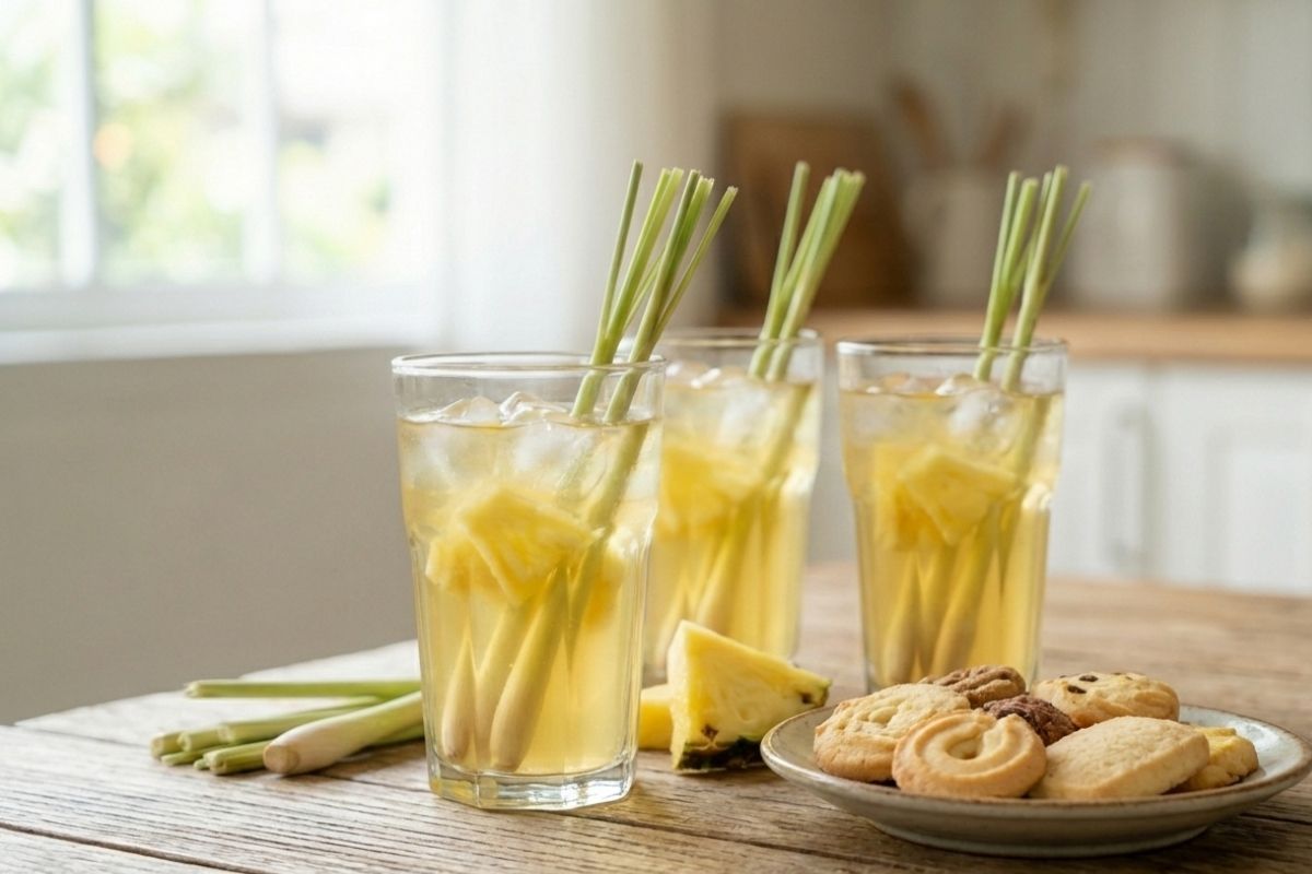 Chá gelado de capim-limão com abacaxi.