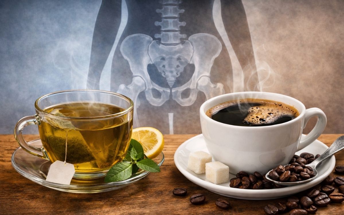 chá café e a saúde dos ossos.