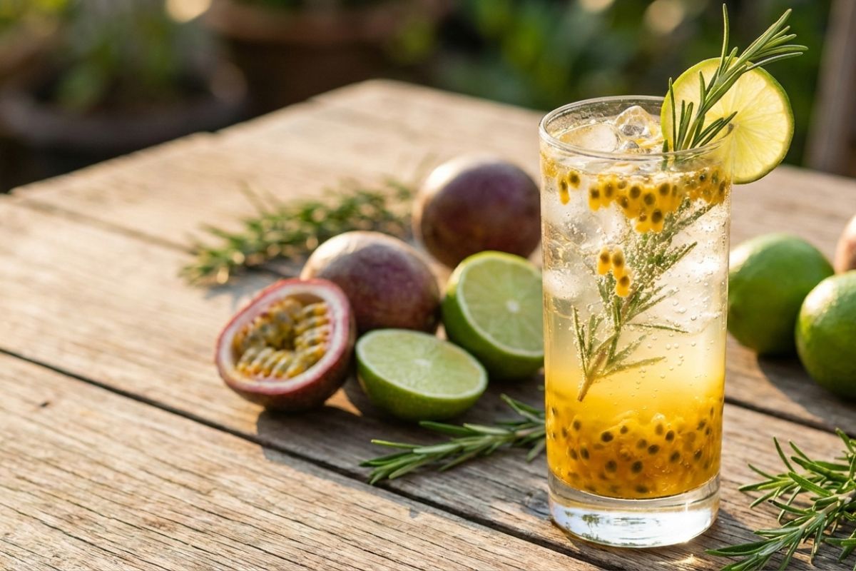 Spritz de maracujá com alecrim.