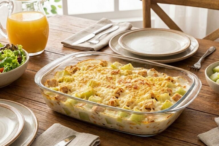 gratinado leve de chuchu com frango.