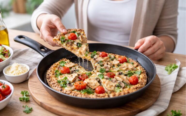 pizza de frigideira saudável.