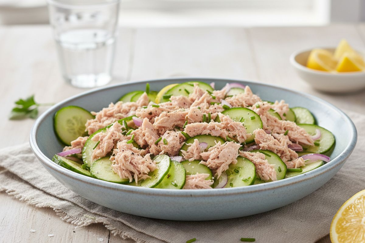 salada de atum com pepino.