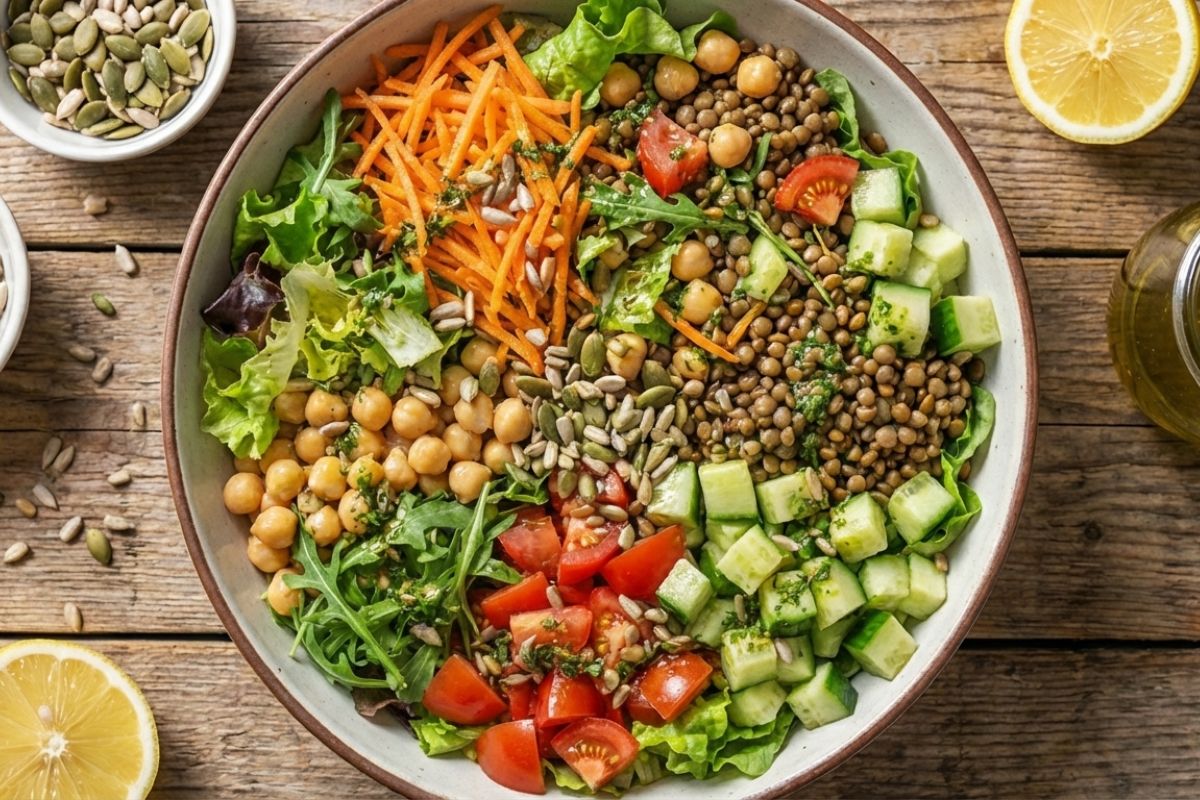 salada proteica vegetariana;