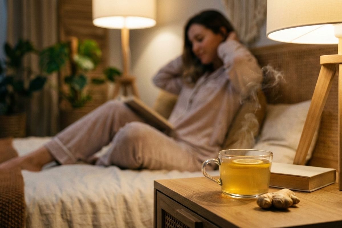 tomar chá de gengibre antes de dormir.