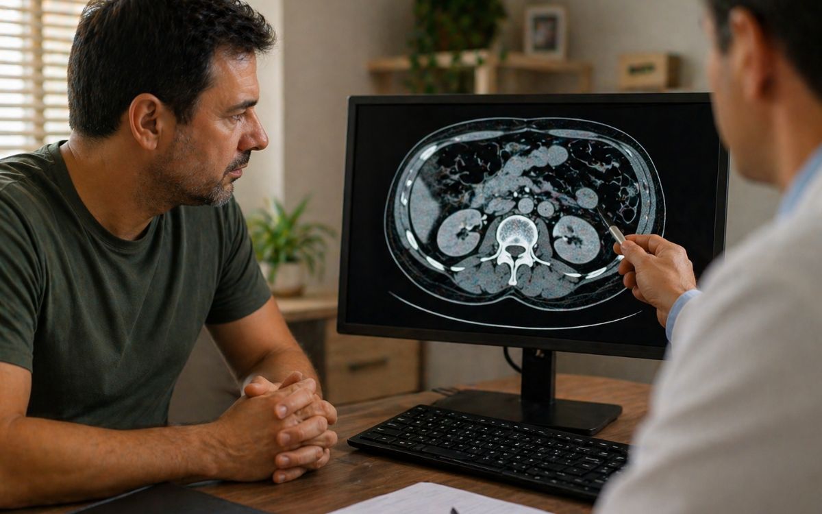 A tomografia computadorizada permite identificar com precisão a hérnia de Spiegel e avaliar possíveis complicações. _ Imagem_ SaúdeLab