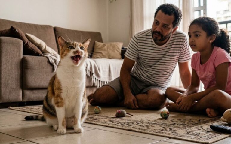 Gato miando muito