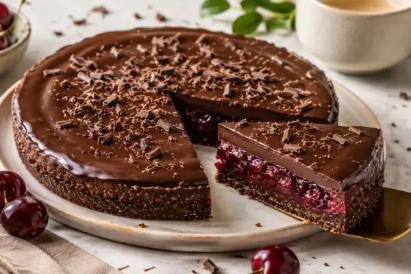 Torta de cereja com chocolate fit: sobremesa saudável, cremosa e fácil de fazer 2 torta de cereja com chocolate fit.