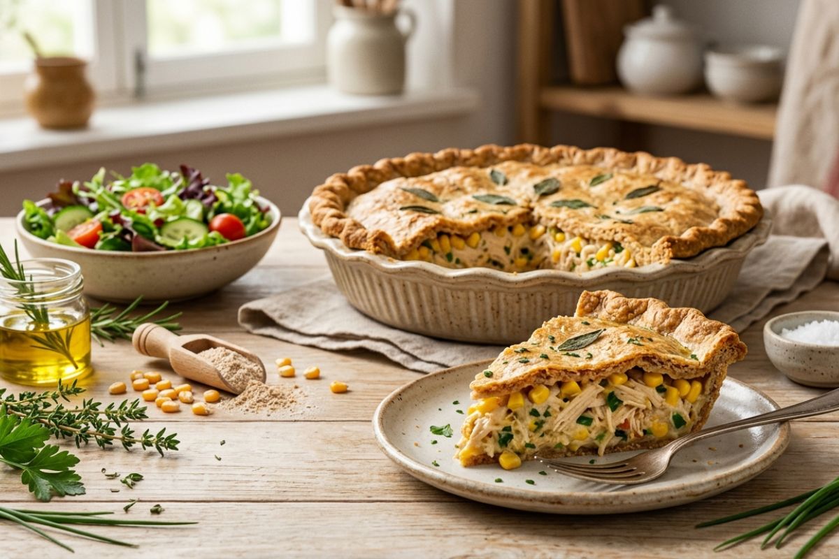 Torta de frango e milho rica em fibras e proteínas: receita saudável e prática 1 torta de frango e milho.