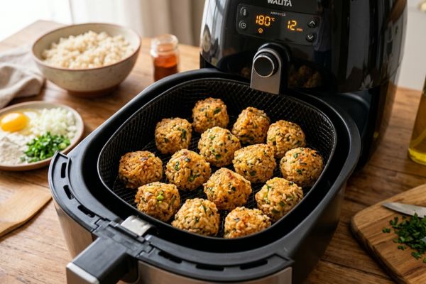 Bolinho de arroz na airfryer: receita saudável, crocante e perfeita para aproveitar sobras 2 Bolinho de arroz na airfryer.