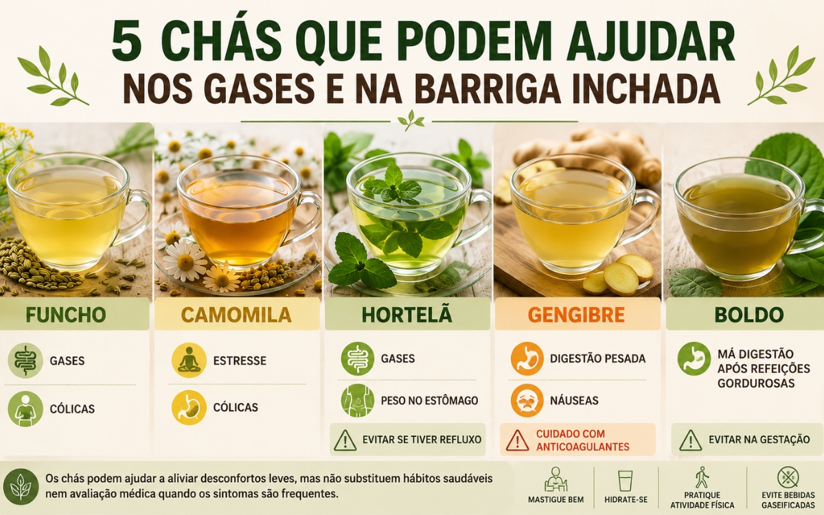 Chá para gases e inchaço na barriga