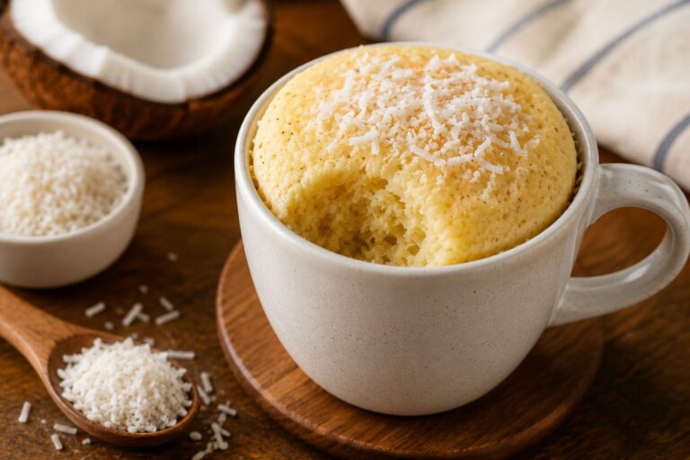 Bolo de coco fit na caneca