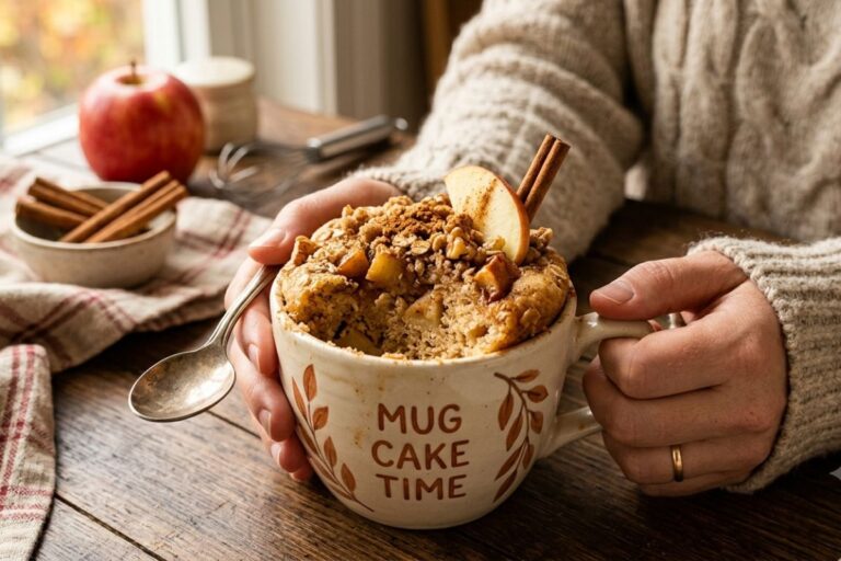 Bolo de maçã com canela na caneca: receita saudável, rápida e perfeita para matar a vontade de doce 3 Bolo de maçã com canela na caneca.
