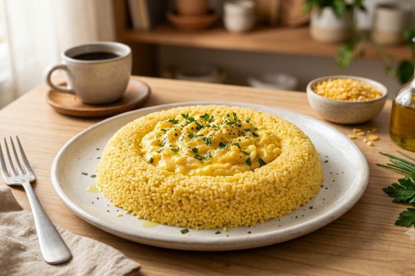 Cuscuz com ovos mexidos cremosos: receita fácil, nutritiva e perfeita para começar o dia 2 Cuscuz com ovos mexidos cremosos.