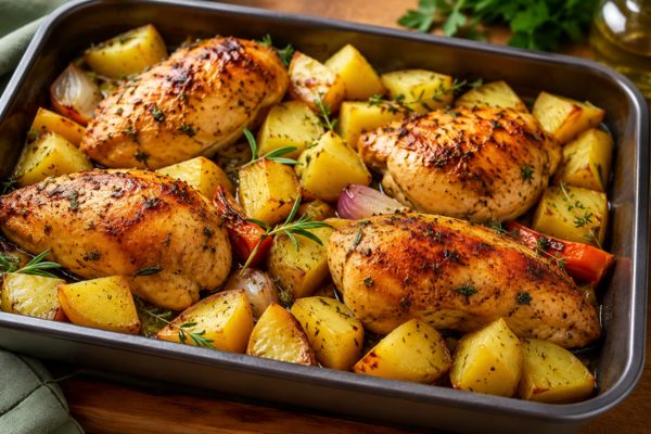 Frango assado com batata: receita saudável, prática e cheia de sabor para o dia a dia 2 Frango assado com batata.