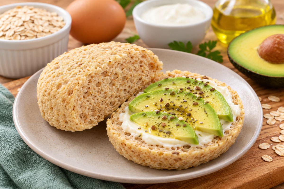 Pão de aveia no micro-ondas: receita rápida, saudável e perfeita para o dia a dia 1 Pão de aveia no micro-ondas.