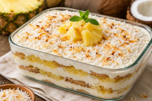 Pavê de abacaxi com coco: sobremesa saudável, saborosa e fácil de fazer 2 Pavê de abacaxi com coco.