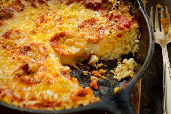 Pizza de frigideira saudável.