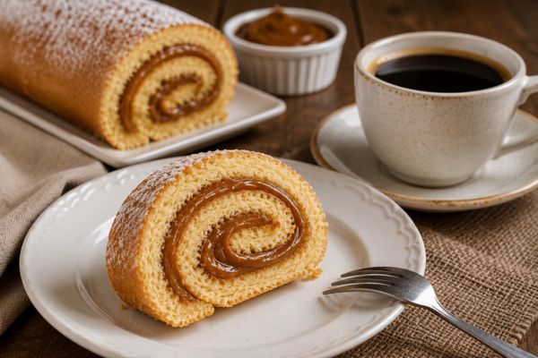 Rocambole de Doce de Leite Sem Açúcar: receita saudável, macia e cheia de sabor 2 Rocambole de doce de leite sem açúcar.