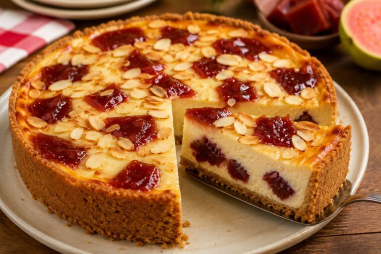 Torta de ricota com goiabada.