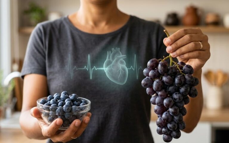Uvas e mirtilos para o coração