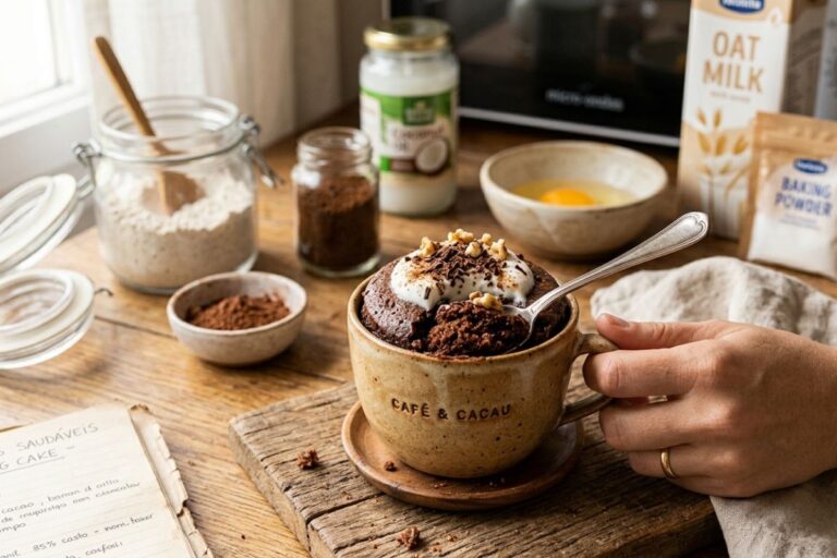 Mug cake de café com cacau.
