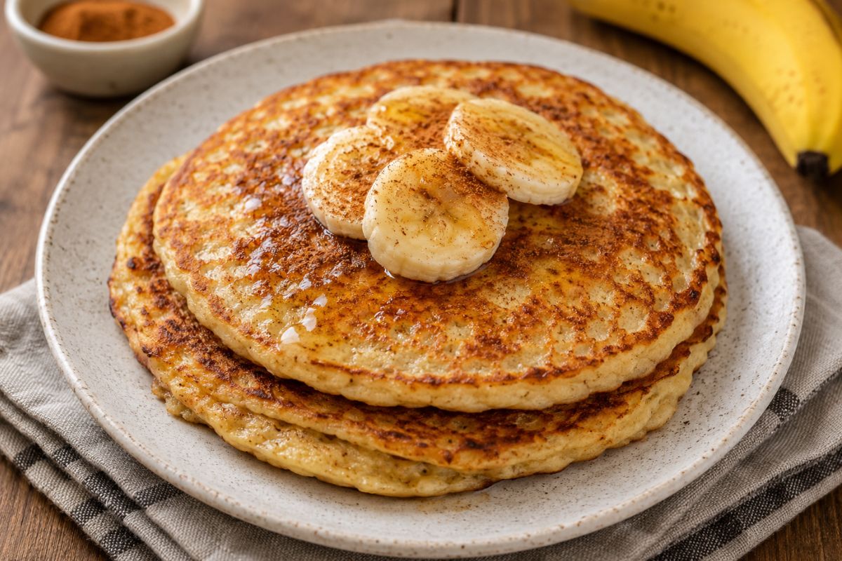 Panqueca de banana com tapioca.
