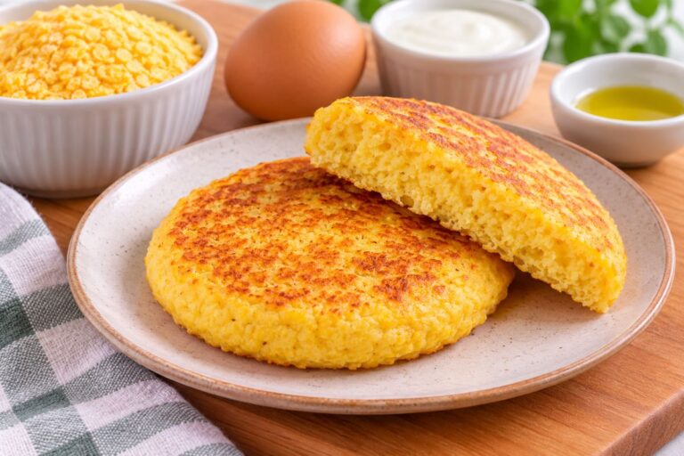 Pão de frigideira com 3 ingredientes.