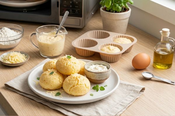 Pão de queijo de micro-ondas: receita rápida e saudável para o dia a dia 2 Pão de queijo de micro-ondas.