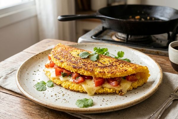 Cuscuz de frigideira: simples, douradinho e crocante 2 Cuscuz de frigideira.