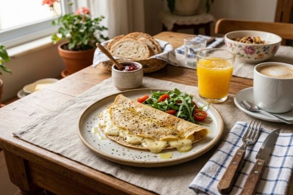 Panqueca de aveia com queijo: café da manhã fácil e saudável 2 Panqueca de aveia com queijo.