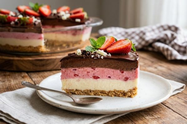 Torta napolitana fit: uma combinação irresistível de três sabores 2 Torta napolitana fit.
