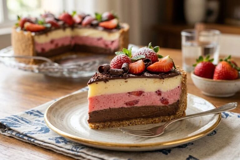 Torta napolitana fit: uma combinação irresistível de três sabores 3 Torta napolitana fit.