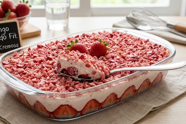 Morango cravejado fit na travessa: uma versão mais leve e cremosa 2 morango cravejado fit.
